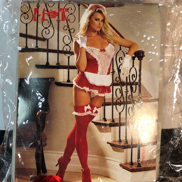 Shirley of Hollywood Vintage Lingerie Red Lace French Maid Cosplay/Halloween - Picture 1 of 12